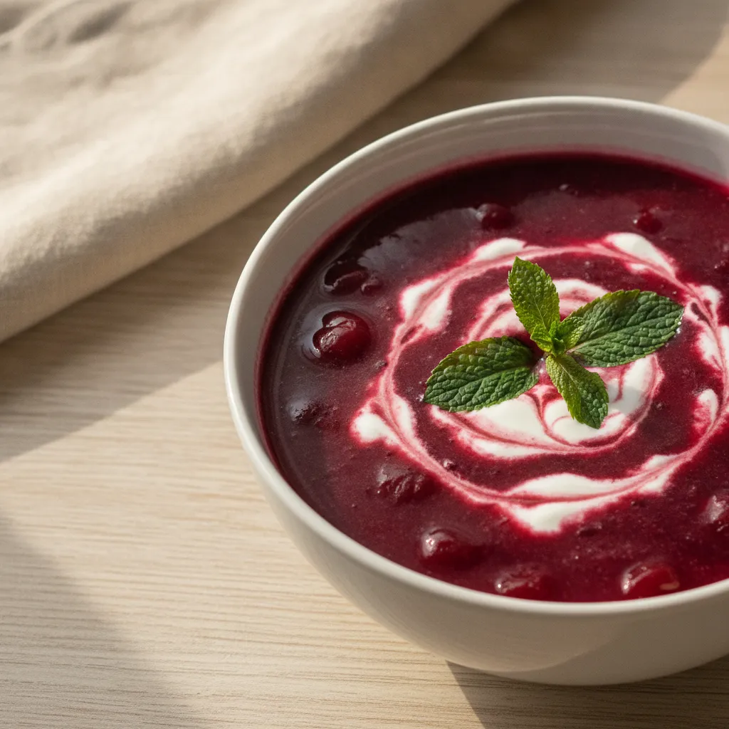 Light Hungarian Chilled Sour Cherry Soup (Meggyleves)