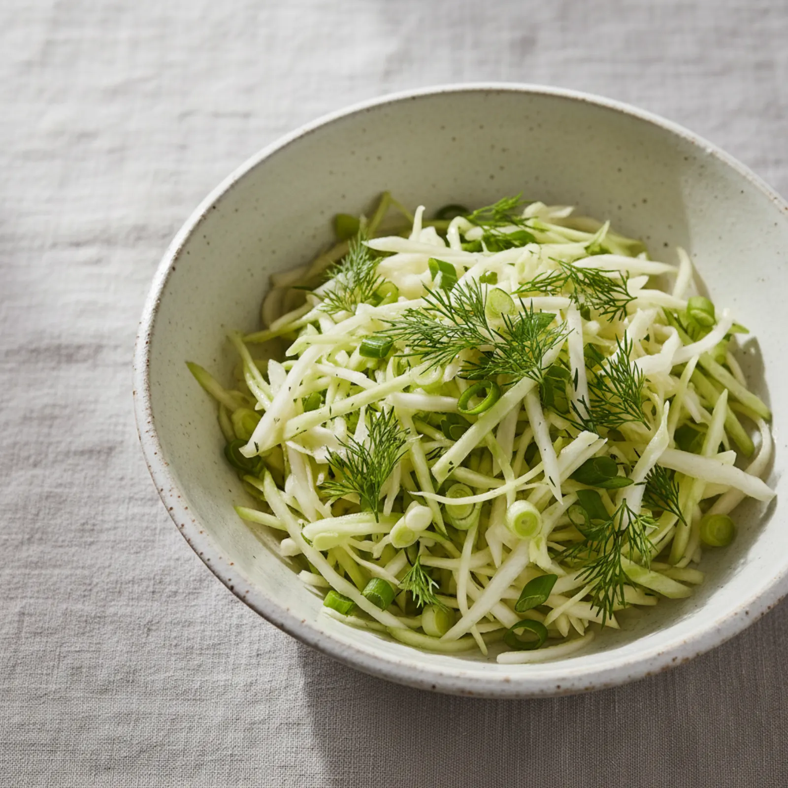 Light Spring Kohlrabi and Cabbage Salad with Kefir Dressing