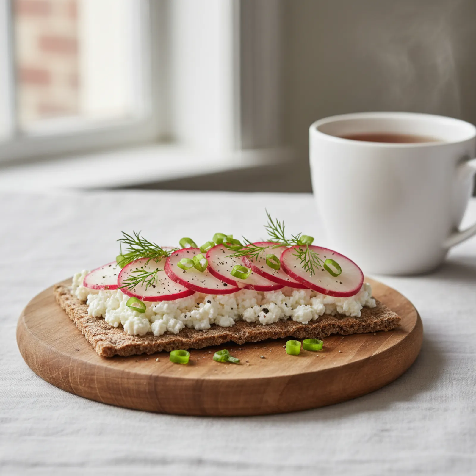 Radish & Spring Onion Cottage Cheese Open Sandwich (Tvarohový Chlebíček)