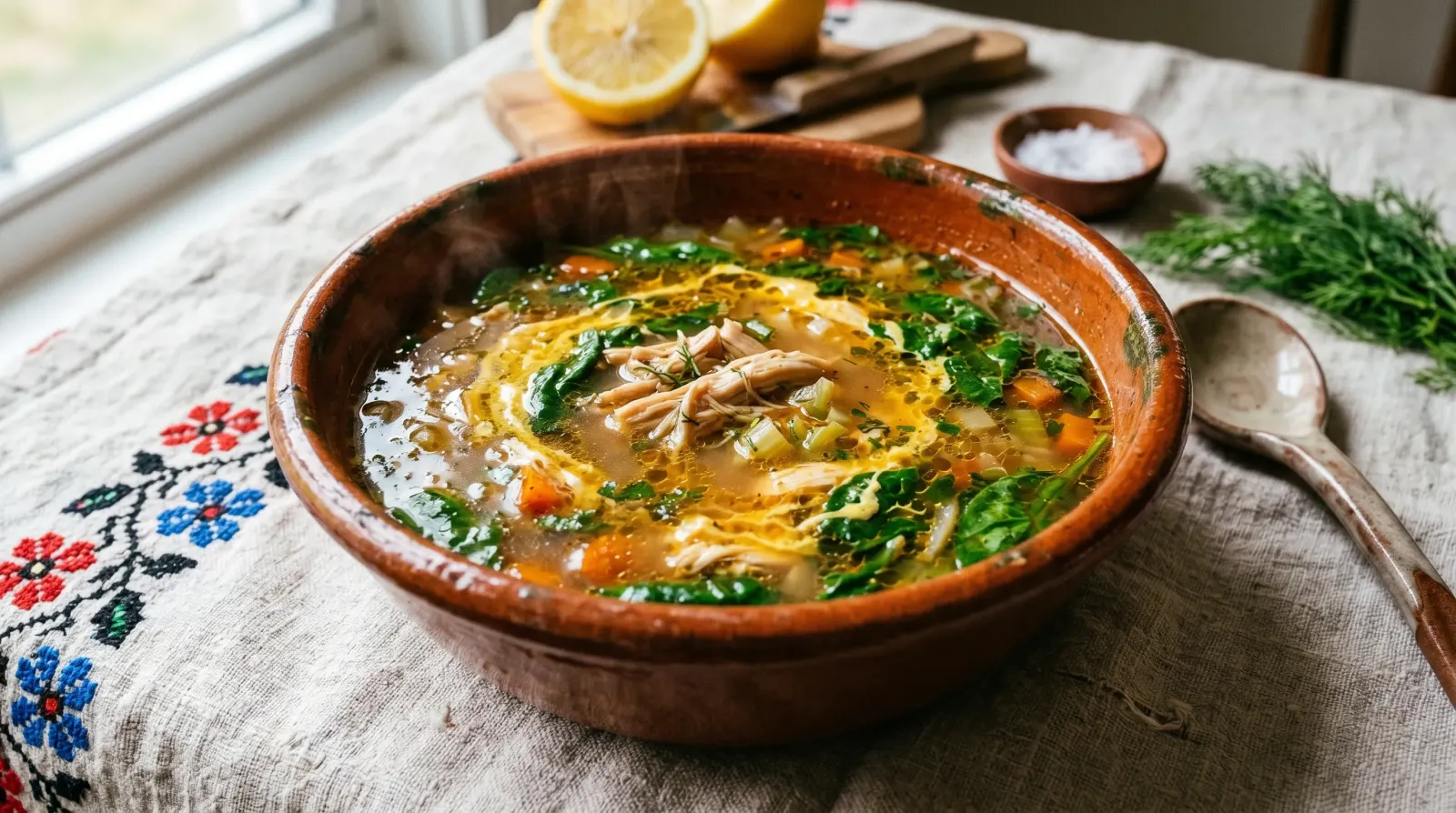 Romanian Chicken and Spinach Ciorbă